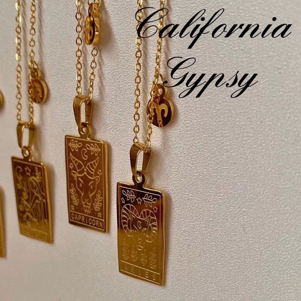 Libra Zodiac Gold Pendant Necklace - Picture 4 of 8